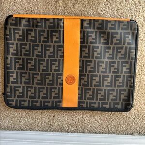 Fendi Men's Laptop Bag in Black and Orange